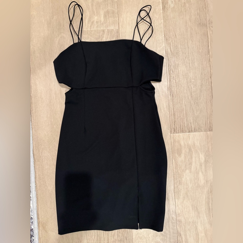 Elegant Black Spaghetti Strap Dress with cutouts